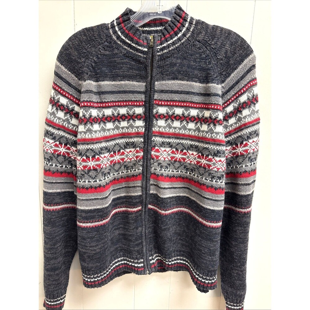 Woman’s Cardigan Zip Up Sweater Heirloom Collectibles Nordic 90’s Knitted XL